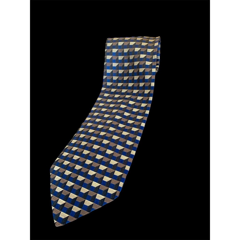 Bachrach Multi-Color Geometric Silk Tie Made in Italy